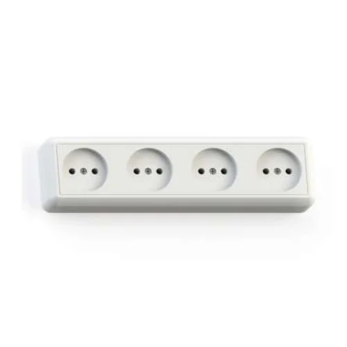 Розетка 4-м ОП Оптима РА16-402 16А IP20 с монтаж. пластиной бел. Кунцево 8024